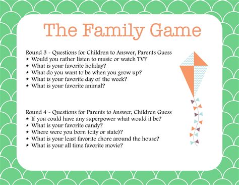 Family Fun Family Printable Games