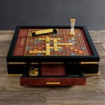 Scrabble Deluxe Edition With Rotating Wooden Game Board