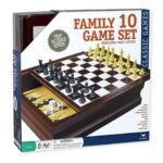 Family 10 Game Set Distinctive Wood Cabinet