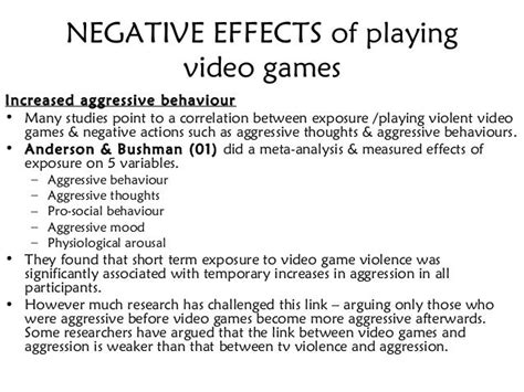 Research On Negative Effects Of Video Games